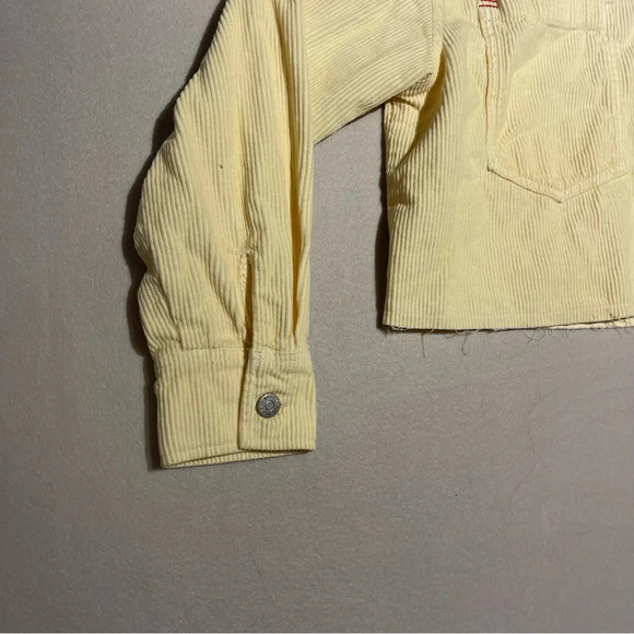 BDG Women's Pale Yellow Corduroy Cropped Boxy Oversized Baggy Jacket Sz Small - Picture 3 of 10